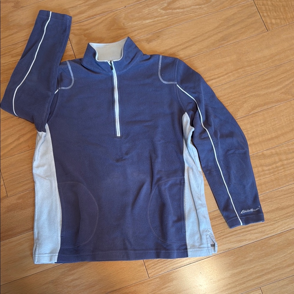 Eddie Bauer Blue and Gray Quarter-Zip Pullover